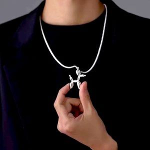 XL Silver Poodle Balloon Dog Necklace Animal Pendant Jewelry